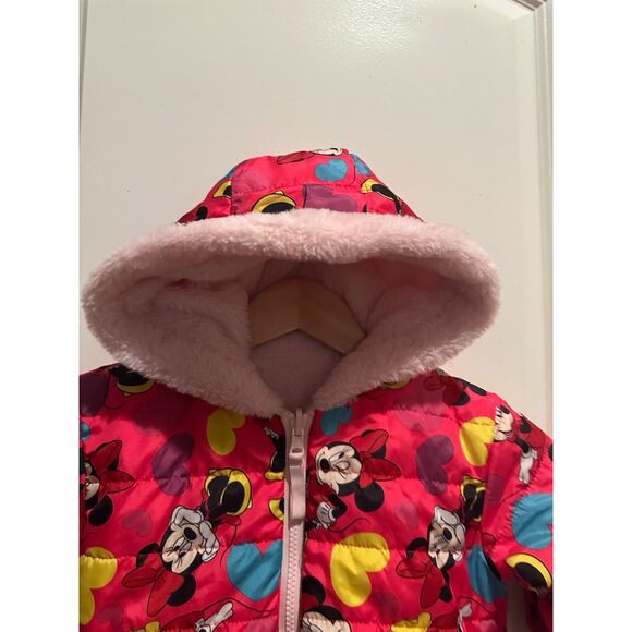 Disney Minnie Mouse Riversable Light & Hot Pink Puffer Jacket Size 5 - Picture 3 of 10